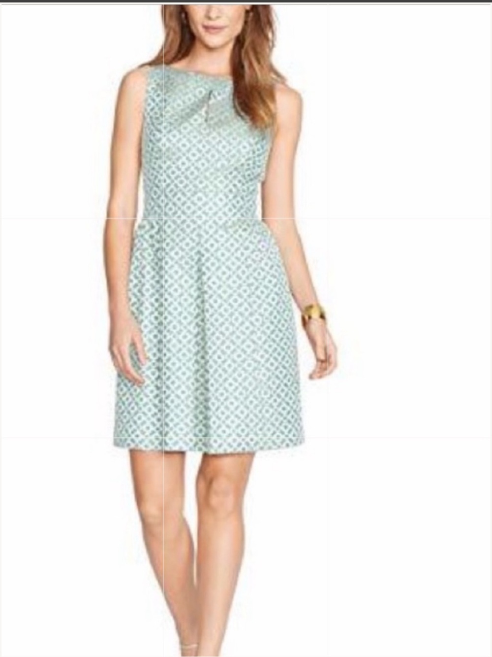 Lauren by Ralph Lauren Sleeveless Mint Geometric Fit-and-Flare Dress in Size 6.